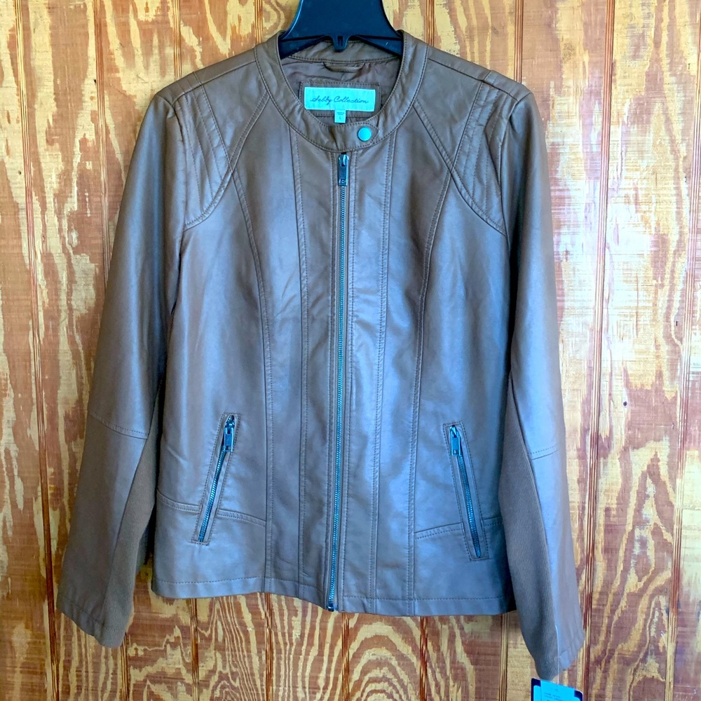 Sebby Womens Moto Jacket Caramel size L